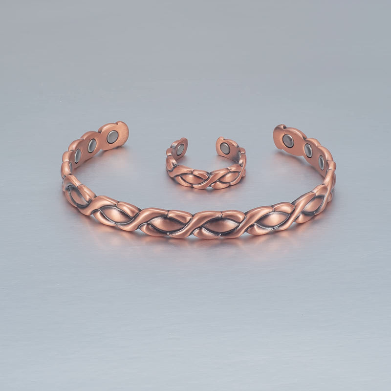 [Australia] - EnerMagiX Copper Bracelets & Rings for Men & Women Magnet Wristbands Bracelet with Strength Magnets Copper Magnetic Bracelets & Rings (CPB-0178 CPR-0178) 