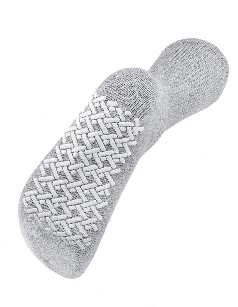 [Australia] - Men's Women Diabetic Loose Top Therapeutic Anti Slip Non Skid Gripper Soft Cotton Full Cushioned Crew Socks Grey - 3 Pair 10-13 