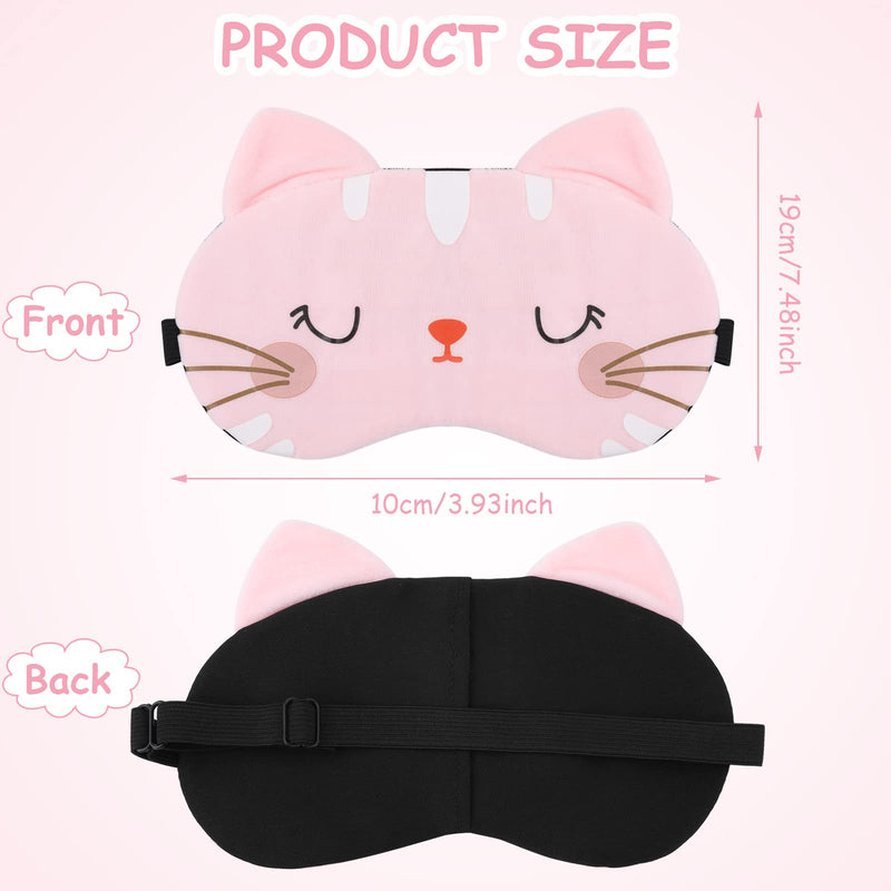 [Australia] - Lusofie 3Pcs Kids Sleep Mask Soft Sleeping Mask with Adjustable Strap Cartoon Cat Sleep Mask for Kids Blindfold Eye Covers Eye Mask for Sleeping Travel Adult White, Pink, Grey( Cat) 