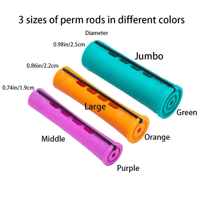 [Australia] - Hair Perm Rods Set 78 Pieces Jumbo Large Medium Plastic Cold Wave Perming Rods Curlers for Straight Curly Natural Hair Hairdressing Styling Hair Rellers Tool 3 Sizes 