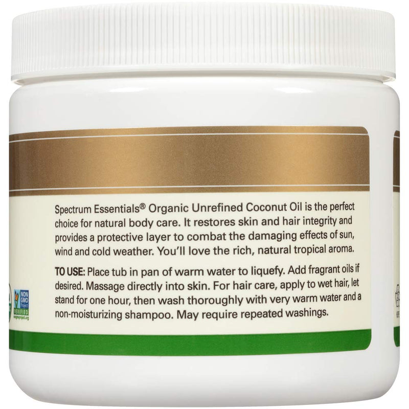 [Australia] - Spectrum Essentials Organic Coconut Oil, Unrefined, 15 Oz 15 Fl Oz (Pack of 1) 