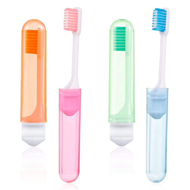 [Australia] - Xinzistar 4 Pieces Portable Soft Toothbrush Camping Toothbrush Travel Toothbrush Folding Travel Toothbrush for Adult Children Oral Care 