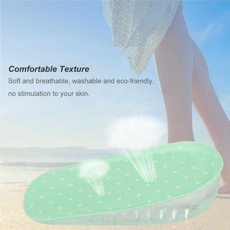 [Australia] - TMISHION Magnifying Insoles, 1 Pair Silicone Gel Adhesive Insoles Height Increase Orthopedic Foot Arch Support Heel Shoes 2.5cm Green 