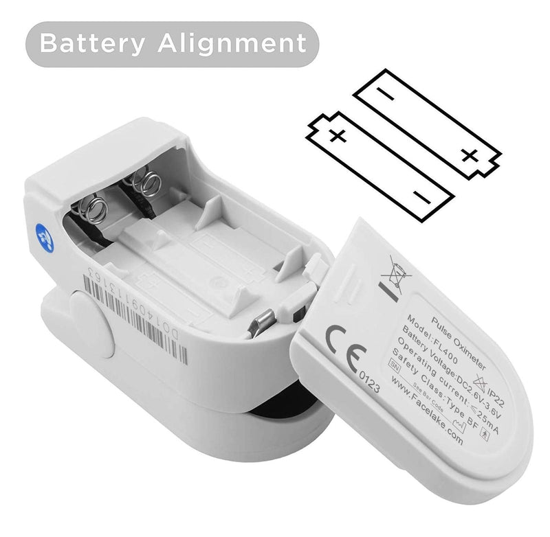 [Australia] - Facelake FL400 Pulse Oximeter with Neck/wrist Cord, Carrying Case and Batteries- White 