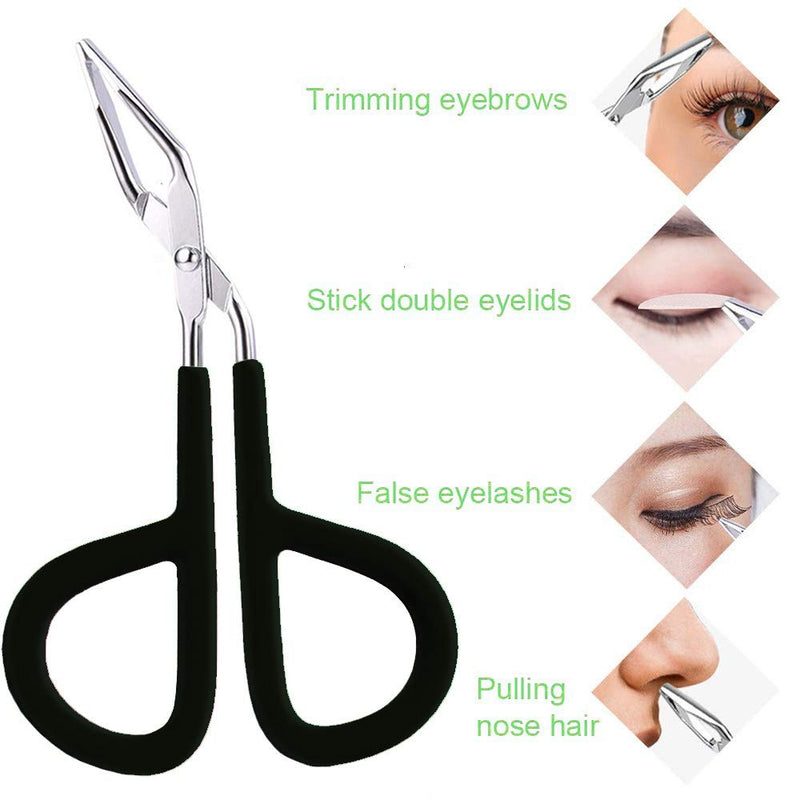[Australia] - Eyebrow Tweezers, 3 Pack Stainless Steel Scissors Handle Tweezers Clip Eyebrow Remover Brow Shape Grooming Tools (Black) Black 
