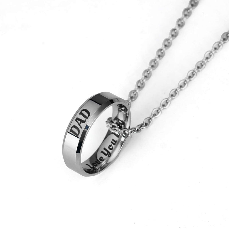 [Australia] - Mom Dad Daughter Son I Love You Ring Pendant Necklace Gifts For Family Member Ring Necklace 