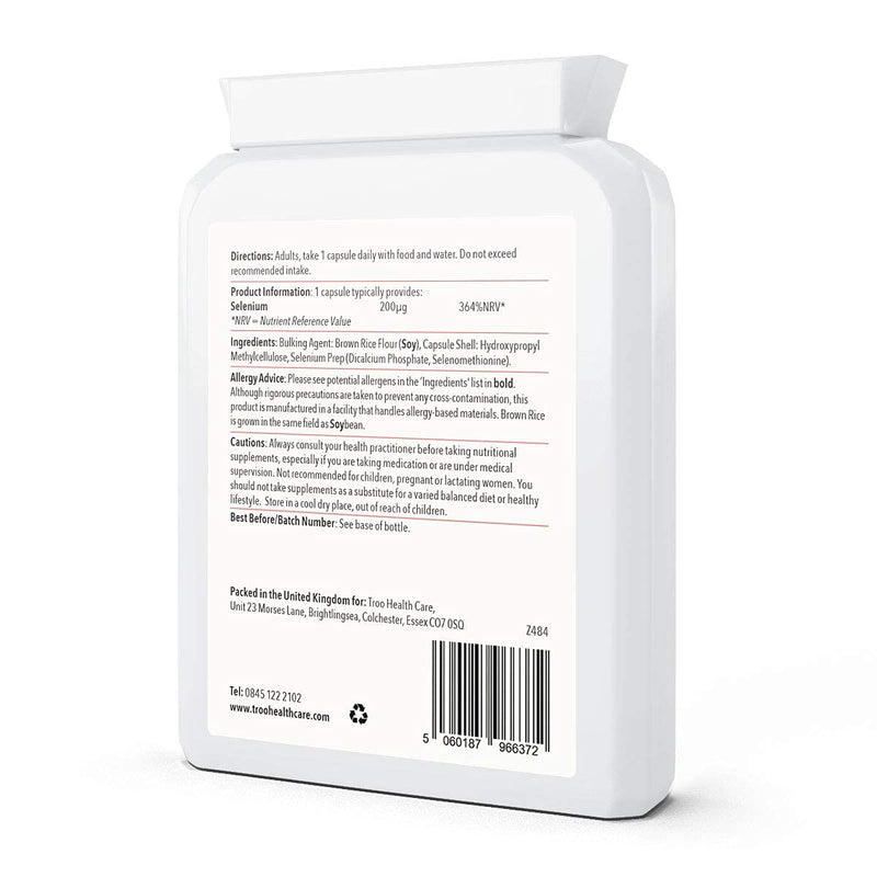 [Australia] - Selenium 200�g 120 Capsules - Essential Daily Antioxidant Mineral Supplement for Immune Support and Hair and Nail Care - Contributes to Normal Thyroid Function 