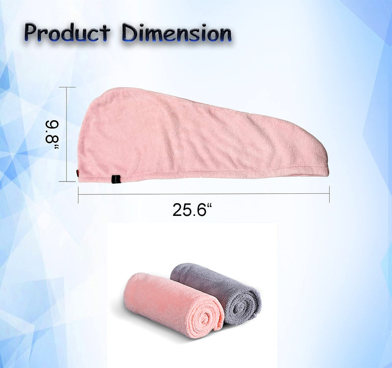 [Australia] - DIMSTEXP 2 Packs Microfiber Hair Towel for Women, Drying Curly Hair, Hair Towel Wrap & Anti Frizz Hair Products, Hair Wraps for Women, Curly Hair Products, Microfiber Towel and Hair Wrap(Pink+Gray) Grey+pink 