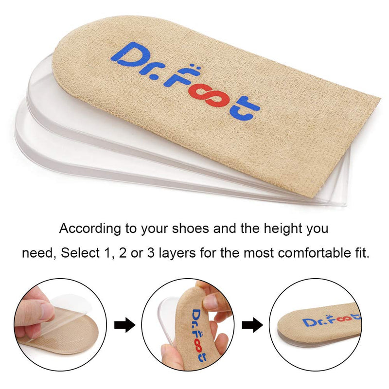 [Australia] - Dr.Foot Adjustable Orthopedic Heel Lift Inserts, Height Increase Insole for Leg Length Discrepancies, Heel Spurs, Heel Pain, Sports Injuries, and Achilles tendonitis (Beige, 3 Layers) Beige 3 Layers: Small-Women's 4.5-9.5|Men's 6-8.5 