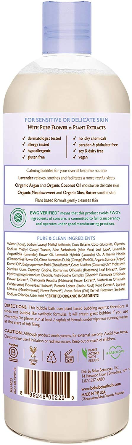 [Australia] - Babo Botanicals Calming Plant-Based 3-in-1 Bubble Bath, Shampoo & Wash - With Lavender & Organic Meadowsweet - For Babies, Kids & Adults With Sensitive Skin - EWG Verified - 15 Fl. Oz. 15 Fl Oz (Pack of 1) 