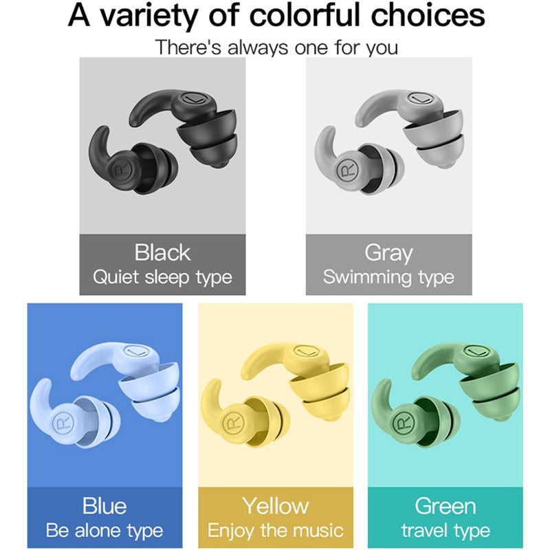 [Australia] - Super Soft Silicone Noise Reduction Earplugs Reusable Hearing Protection in Flexible Silicone for Sleep, Noise Sensitivity & Flights (Black Yellow) Black Yellow 