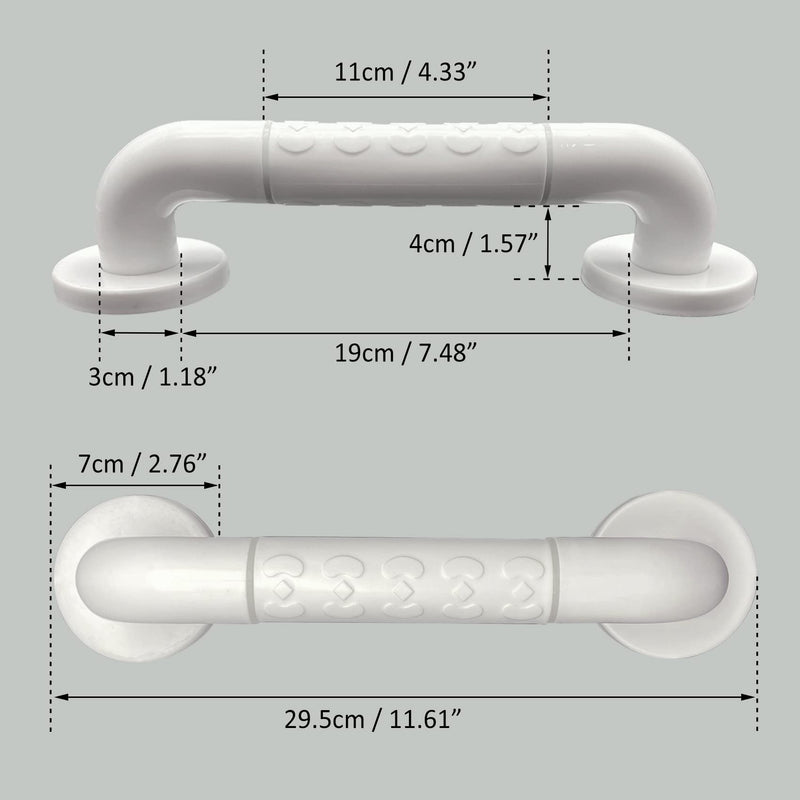 [Australia] - Bathroom Grab Rail with Anti-Slip Grip and Luminous Circles Bath Grab Handle Shower Grab Rail Safety Handle for Kids, Elderly, Disabled, 30cm White 30cm 