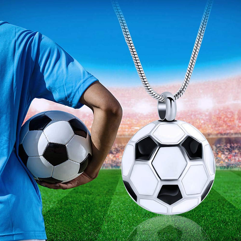 [Australia] - zeqingjw Soccer Ball Cremation Jewelry Necklace for Ashes for Men,Stainless Steel Football Memorial Keepsake Urn Pendant for Boys Black 