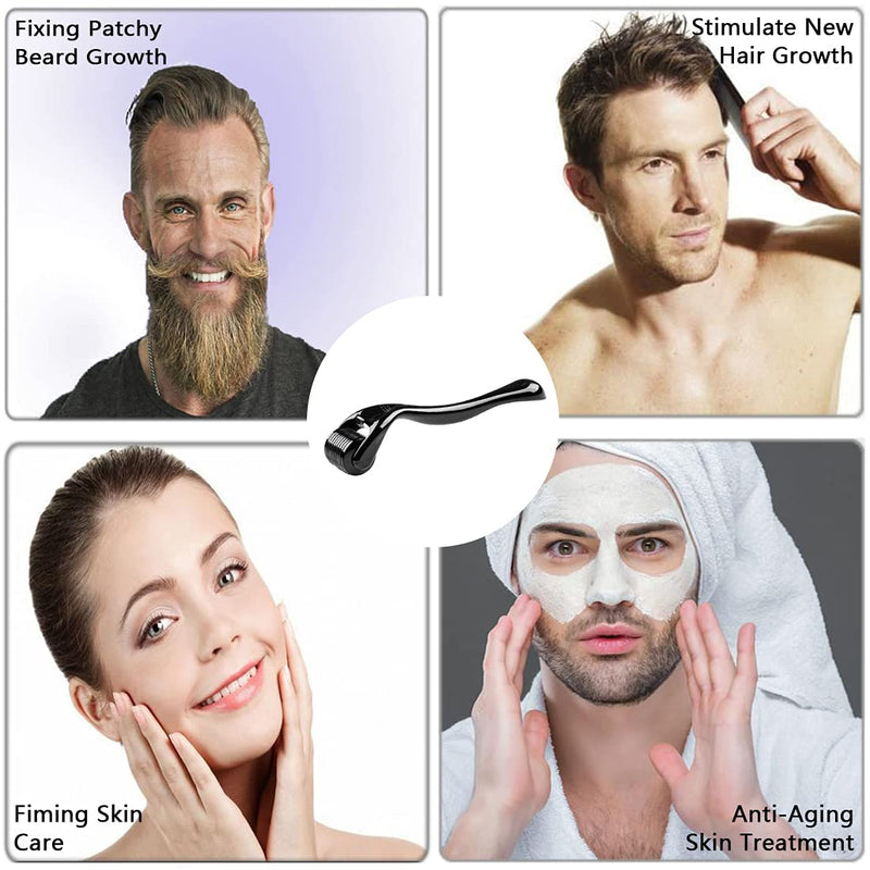 [Australia] - Beard Growth Roller/Derma roller 0.5 mm - 540 Titanium Needles/Black Beard Roller/Derma Roller for Men and Women/Stimulate Beard and Hair Growth (0.5mm) 0.5mm 