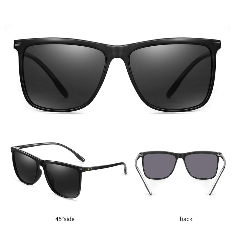 [Australia] - WISDICA Classic square sunglasses for men and women TR90 Black 