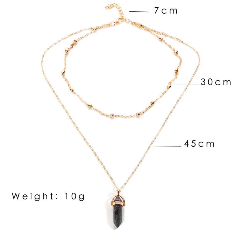[Australia] - YienDoo Fashion Crystal Necklace Hexagonal Gemstone Chakra Healing Stone Necklace Blue Starry Sky Crystal Pendant Gold Chain Charm Necklace Jewelry for Women and Girls 