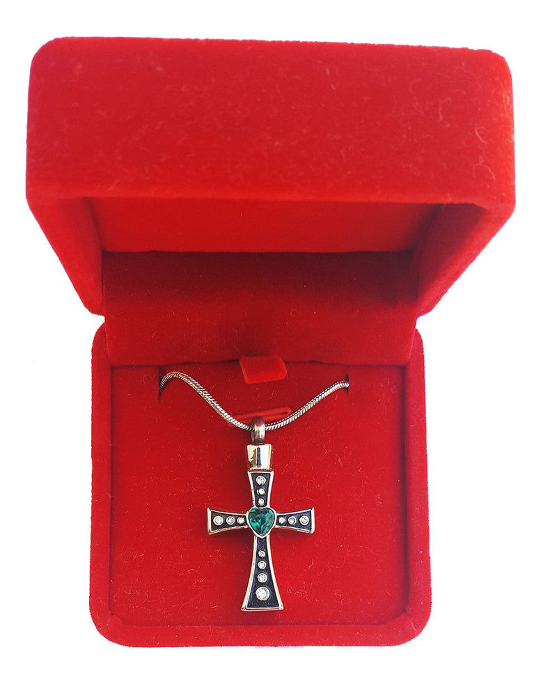 [Australia] - Celtic Cross Urn Necklace for Ashes - Cremation Jewelry Keepsake Pendant - Funnel Fill Kit Included 