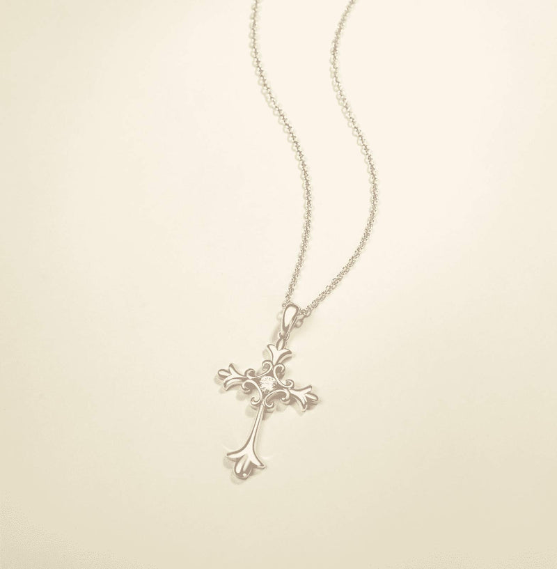 [Australia] - FANCIME White Gold Rose Gold Plated 925 Sterling Silver Embossed Infinity Cross Crucifix Delicate Pendant Necklace Dainty Pendant with Round CZ Fine Jewelry for Women Girls,16+2", 18” Embossed Infinity Cross Pendant 