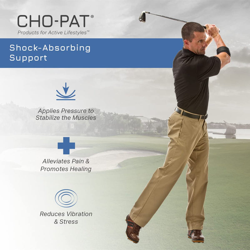 [Australia] - Cho-Pat Golfer’s Elbow Support Strap, Adjustable Compression Forearm Support for Golfer’s Elbow Treatment, Overuse Syndromes, and Muscle Strains, Large 