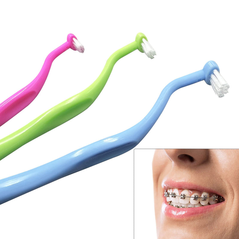 [Australia] - Orthodontic Toothbrush Small Tuft Toothbrush Tiny Compact Interspace Brush for Dental Implants, Braces and Teeth Detail Cleaning, 4 Pieces (4 Colors D) D-1 