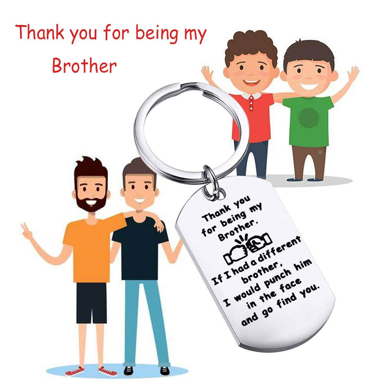 [Australia] - BEKECH Brother Keychain Brother Gifts from Sister Brother Thank You for Being My Brother Key Chain Brother BFF Jewelry Friendship Gifts for Best Friend Brother to Brother Gifts silver 