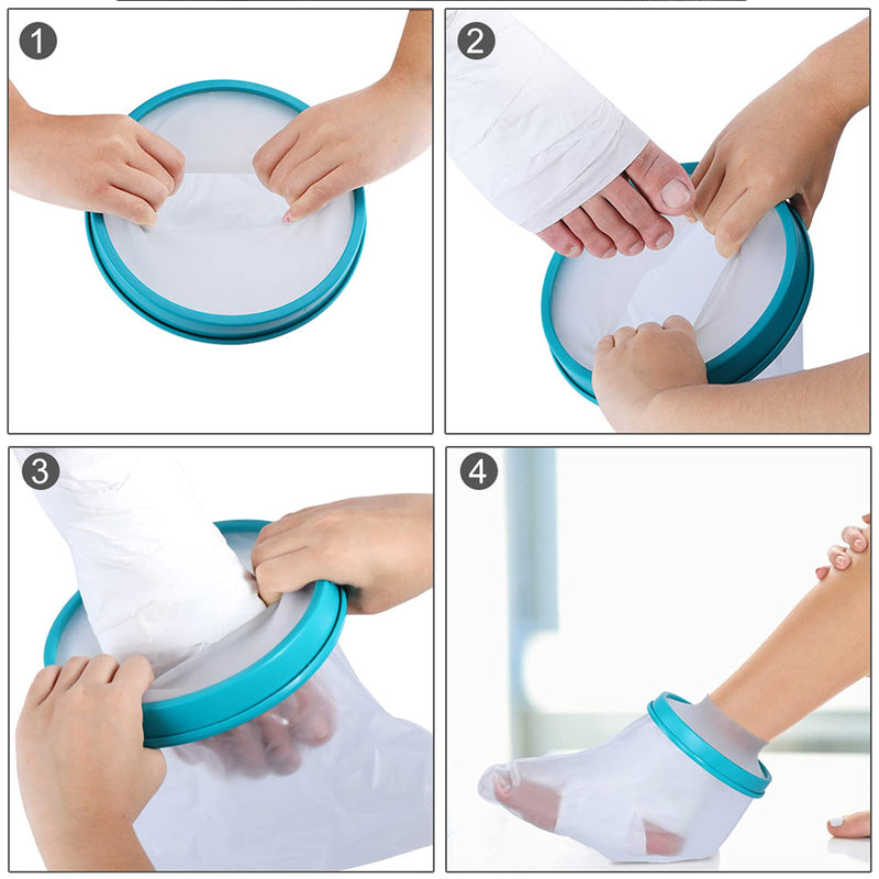 [Australia] - Waterproof Foot Cast Cover for Shower Bath, Adult Plaster Foot Dressing Protector for Toe, Ankle Wound, Burns, Reusable Cast Bag Leg Keep Wounds & Bandage Dry 