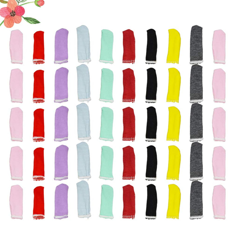 [Australia] - PRETYZOOM 50pcs Finger Cots Cotton Finger Guards Protective Fabric Finger Gloves Finger Protection Fingertip Cover Sleeves (Random Color) 