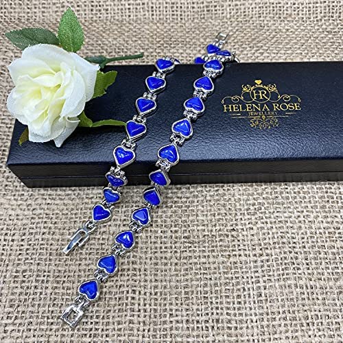 [Australia] - Helena Rose Ladies Blue Cats Eye Heart Shaped Magnetic Therapy Bracelet for Women - Valentine Jewellery for Females - with Gift Box 