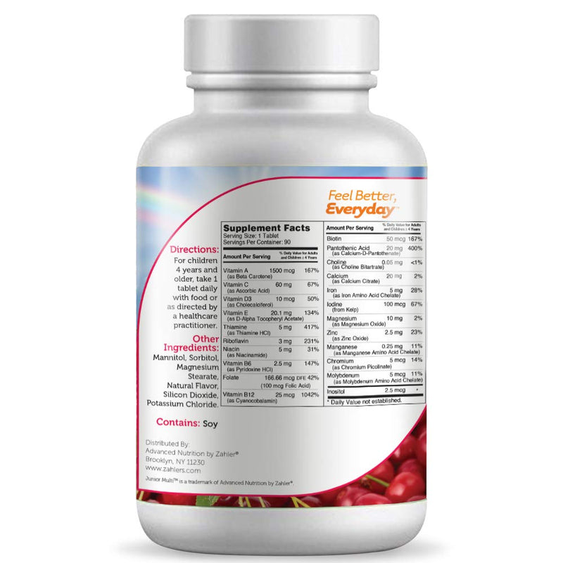 [Australia] - Zahler Junior Multi, Chewable Multivitamin for Kids, Kosher, 90 Chewable Tablets 90 Count (Pack of 1) 