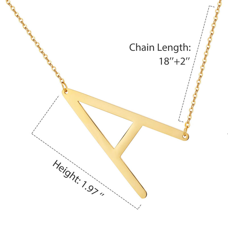 [Australia] - Sideways Large Initial Necklace for Women - 18K Gold Plated Letter Necklace for Women Girls, Stainless Steel Big Alphabet Monogram Necklace A-Z Name Slanted Initial Necklace Initial Jewelry for Women I-Gold 