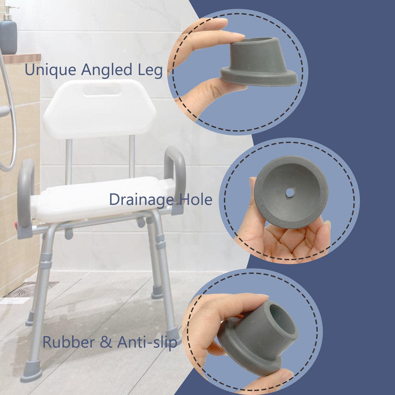 [Australia] - HXCH Replacement Feet for Bath Chair, Shower Toilet Seat Stools & Transfer Bench Anti-Slip Angled Cap for Disable Elderly, 1 I.D, 4 Pcs, Grey, 18*16*3cm 