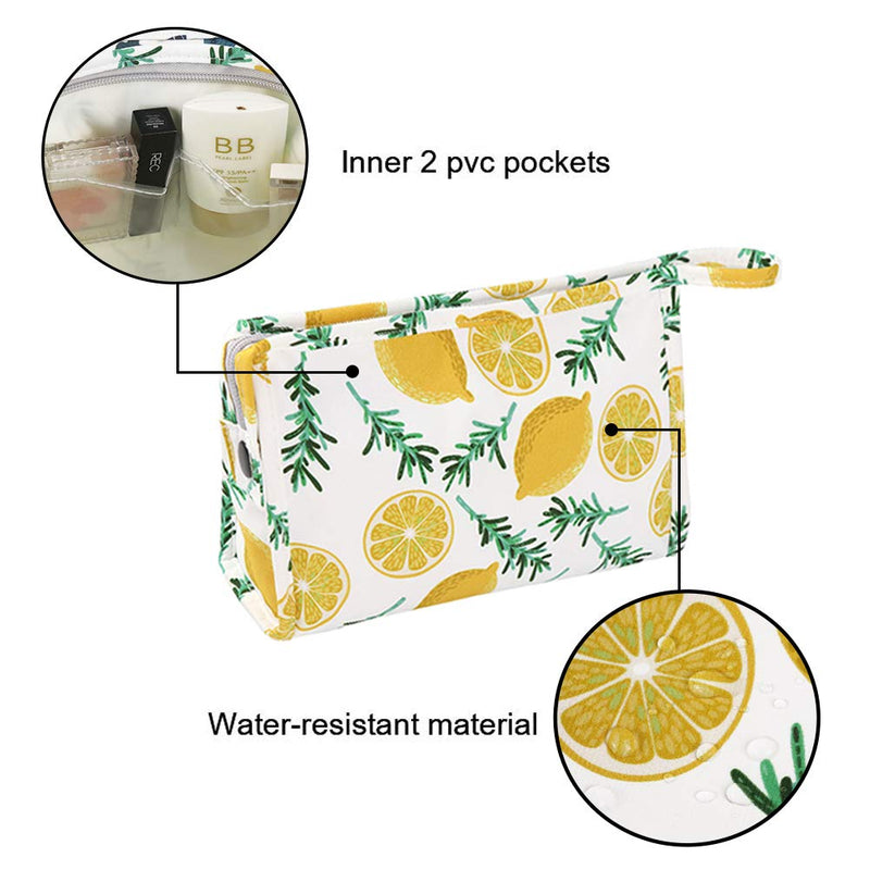 [Australia] - Makeup Bags for Women Cosmetic Bag Small Travel Toiletry Case Beauty Pouch Organizer Lemon gifts A-Lemon 