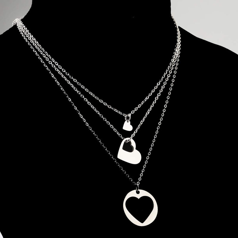 [Australia] - ENSIANTH Generations Necklace Set Heart Cutout Necklace for Grandmother Mother Daughter 