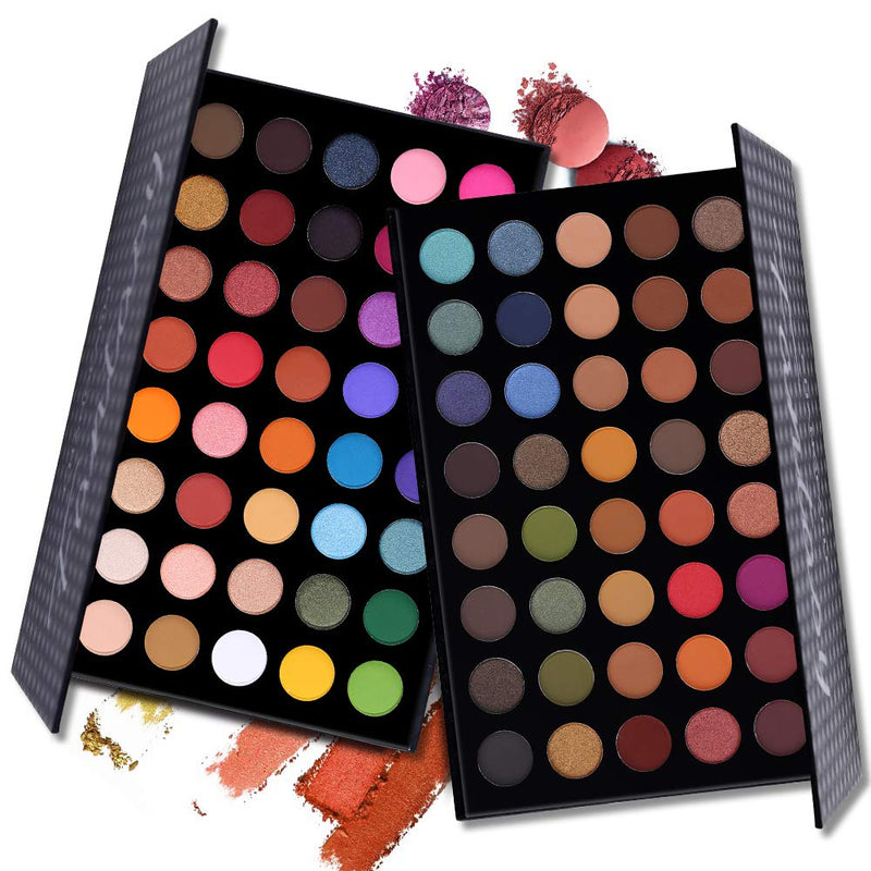 [Australia] - 40 Colors High Pigmented Shimmer Matte Eyeshadow Makeup Palette Set Full Spectrum Artist Waterproof Creamy Blendable Eye Shadow Cosmetics Kit (1 Set) 01+02 