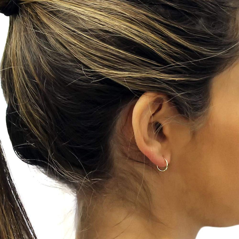 [Australia] - 14k Solid Gold Endless Hoop Earrings Sizes 10mm - 20mm and 3-Pair Sets, 14k Gold Thin Hoop Earrings, Cartilage Earrings, Helix Earring, Nose Hoop, Tragus Earring, 100% Real 14k Gold 
