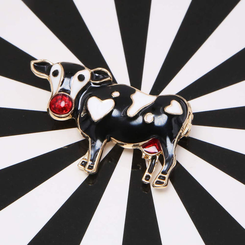 [Australia] - 2pcs Charming Milk Cow Brooch Pins Alloy Enamel Dairy Cow Breastpin Lapel Pin Set Cloth Decoration for Women Teen Girl Kids 