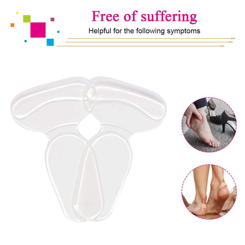 [Australia] - URAQT Gel Shoe Inserts Liners Pads for Too Big Shoes Anti-Slip Heel Grips Inserts Liners Foot Insoles for Women, 4 Pairs, Transparent A 