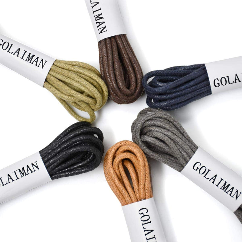 [Australia] - GOLAIMAN Waxed Dress Shoe Laces - Round Oxfords Shoelaces Leather Shoe Lace For Men Women 28inch(71cm) Black 