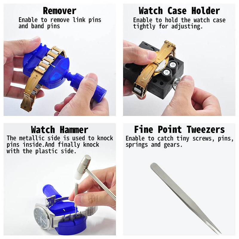 [Australia] - Japard Watch Repair Kit Professional 17 in 1 Fox Tool with Carrying Case Maintenance Adjustment Cleaning Battery Change 