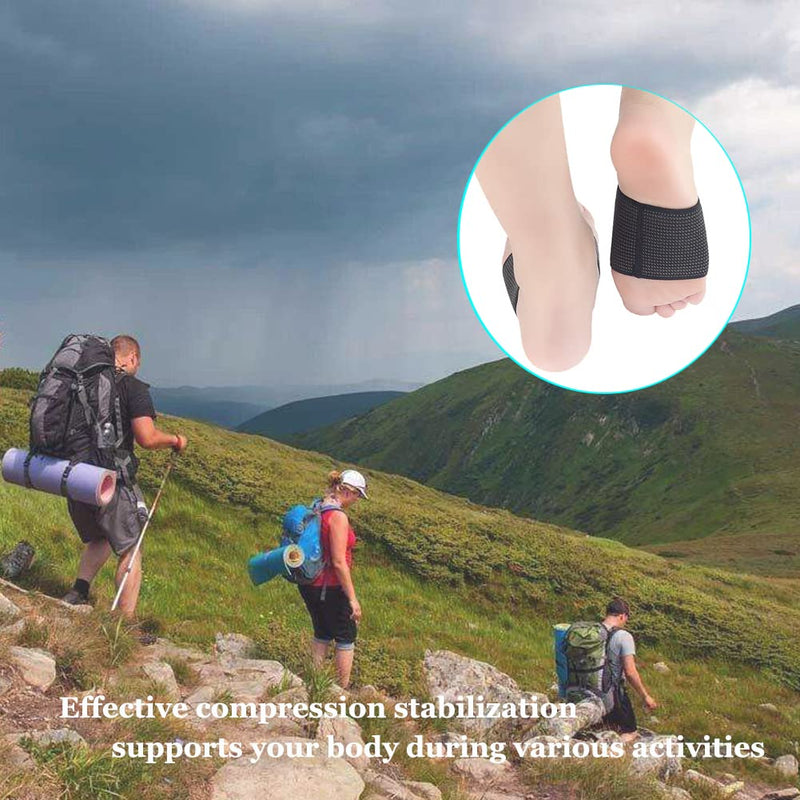 [Australia] - Copper Arch Support Sleeves (4PCS), Plantar Fasciitis Braces for Foot Care, Foot Compression Sleeve for Heel Spurs, Flat & Fallen Arches and High Arch Pain Relief, Arch Support Bands for Women & Men Beige and Black 