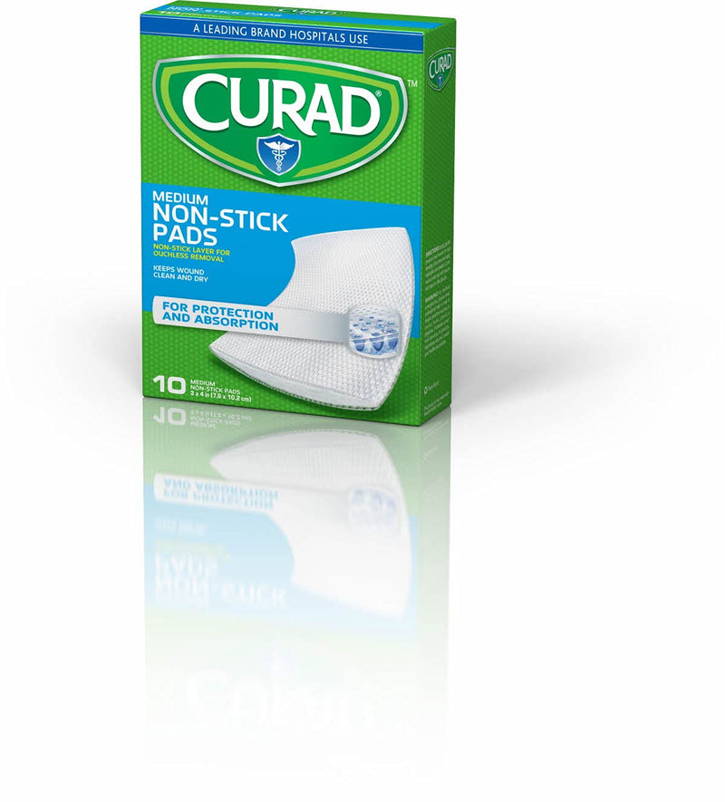 [Australia] - Curad Non-Stick Pads, 3 Inches X 4 Inches 10 Count 