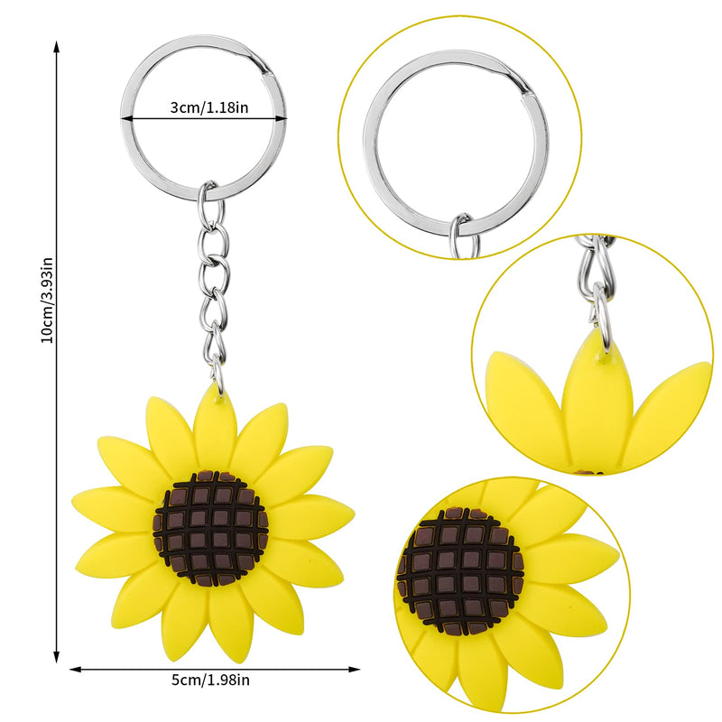 [Australia] - 20 Pieces Sunflower Keychains Pendants Backpack Hanging Accessories Key Ring for Summer Birthday Party Supplies Theme Party Favors Pendant 