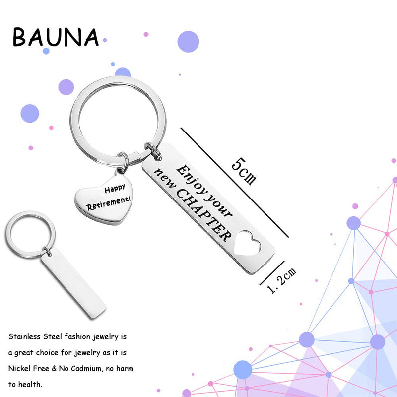 [Australia] - BAUNA Retirement Keychain Enjoy Your New Chapter Retirement Key Ring for Coworker Leaving Retired Gifts 