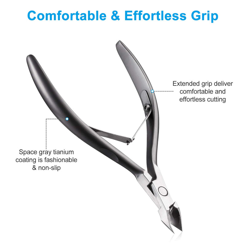 [Australia] - Cuticle Trimmer 3/4 Jaw Extremely Sharp Cuticle Nippers Scissors Stainless Steel Clippers Cutter Remover Pedicure Manicure Nail Tool, opove X7, Space Gray X7 Nippers 