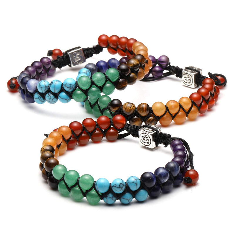 [Australia] - JSDDE 7 Chakra Healing Crystals Bracelet Womens Reiki Stone Rope Braided Gemstone Bracelet for Yoga Meditation Anxiety Relief 