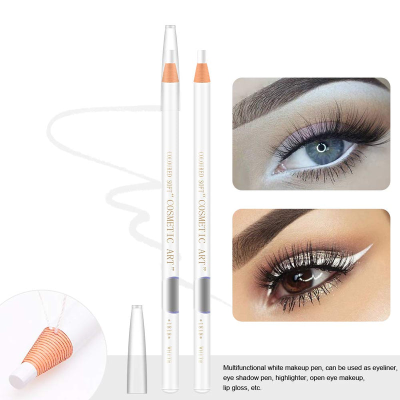 [Australia] - Ownest 3 Pcs Microblading White Eyeliner Eyebrow Pencil,Smooth Draw Eyeliner Eyebrow Peel-off Pencil Waterproof Marker Eye Liner Eyebrow Pencil Permanent Makeup,with 10 Eyebrow Trimming Blade A-White 