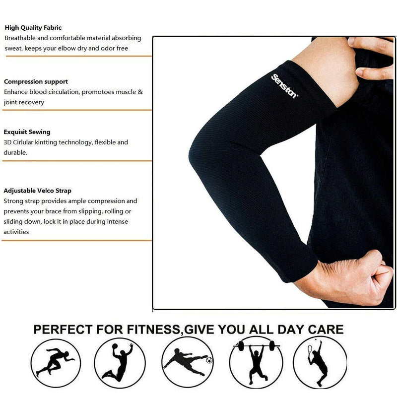 [Australia] - Senston Arm Support - Compression Arm Sleeve for Tendonitis and Arthritis - All Sports for Men/Women/Youth Compression, Breathable, Sweat Absorbent M Black 