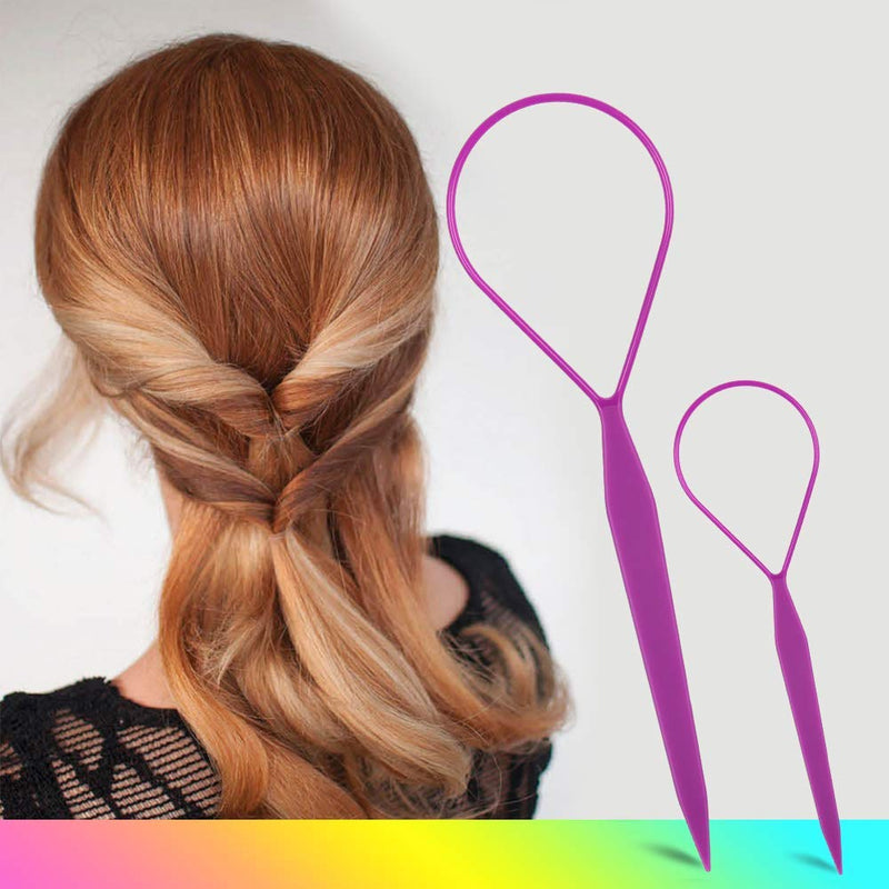 [Australia] - Topsy Tail Hair Tool,MORGLES 8pcs Hair Braiding Tool Topsy Tail Loop French Braid Loop Tool Topsy Tail Kit, 4 Colors 