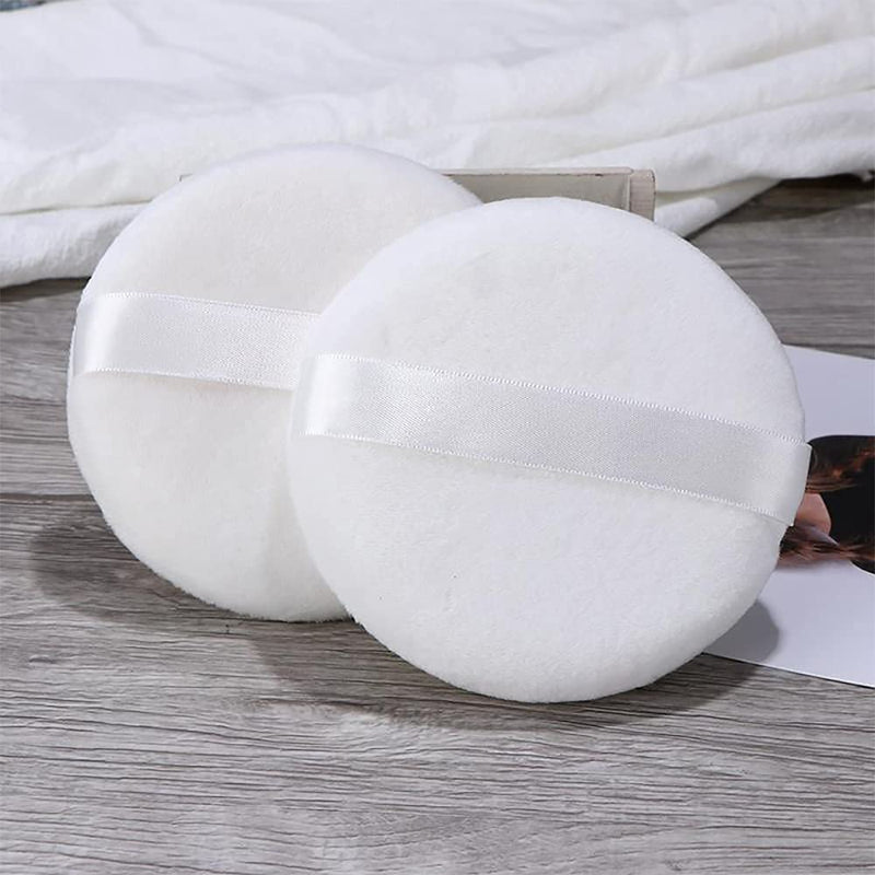 [Australia] - JOOTUEPO 4.13 Inch Powder Puff, Ultra Soft Large Round Velour Smooth Apply Puff with Strap, Washable Body Powder Puff (6Pcs） 