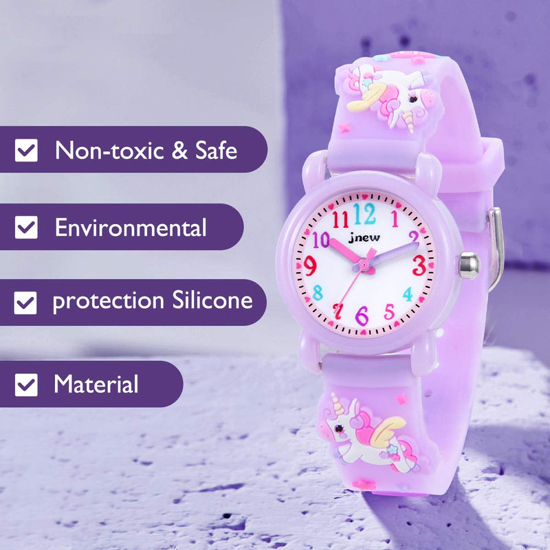 [Australia] - Kids Watch,Girls Watch 3D Cute Cartoon Waterproof Silicone Children Toddler Wrist Watch for 3-10 Year Girls Little Child 02-LightPurple 